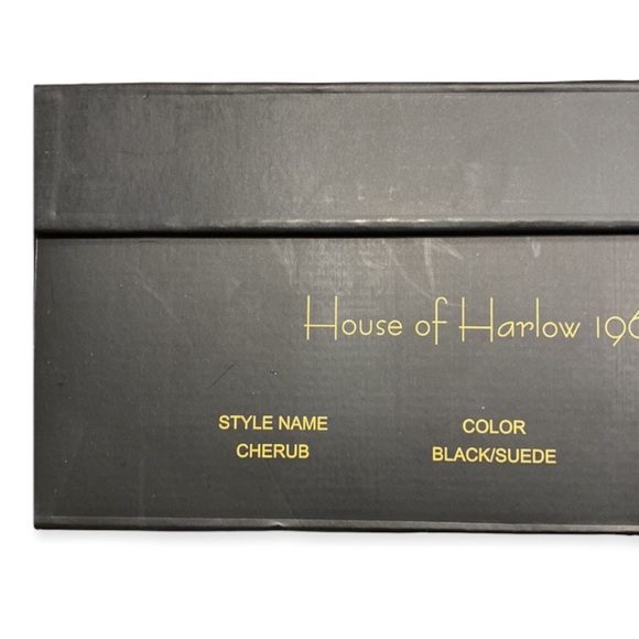 NWT House of Harlow Black Leather Suede Clogs Cherub platform heeled sandals - Picture 9 of 14